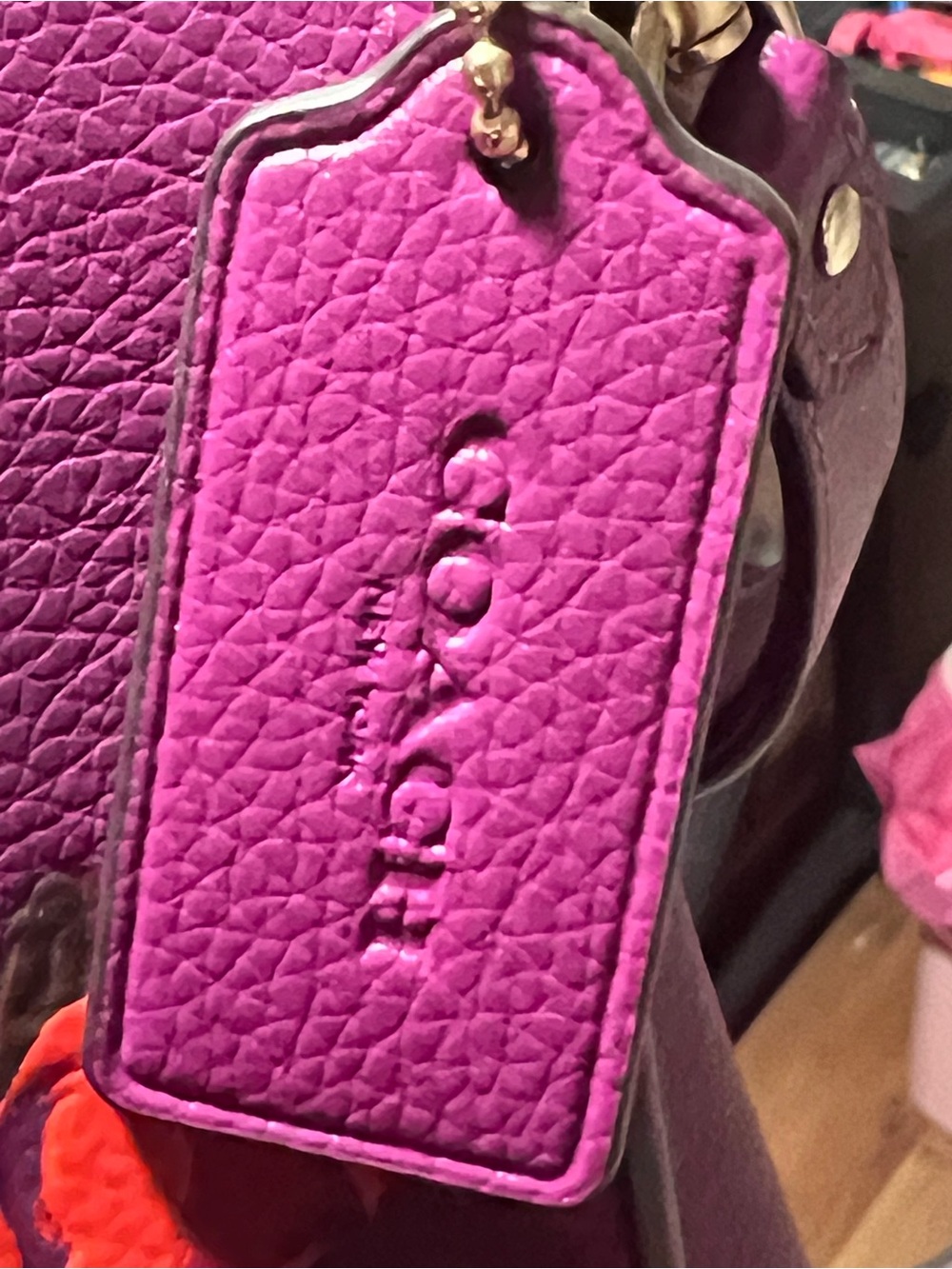 Coach Purple Floral Leather Bucket Bag - Picture 10 of 15